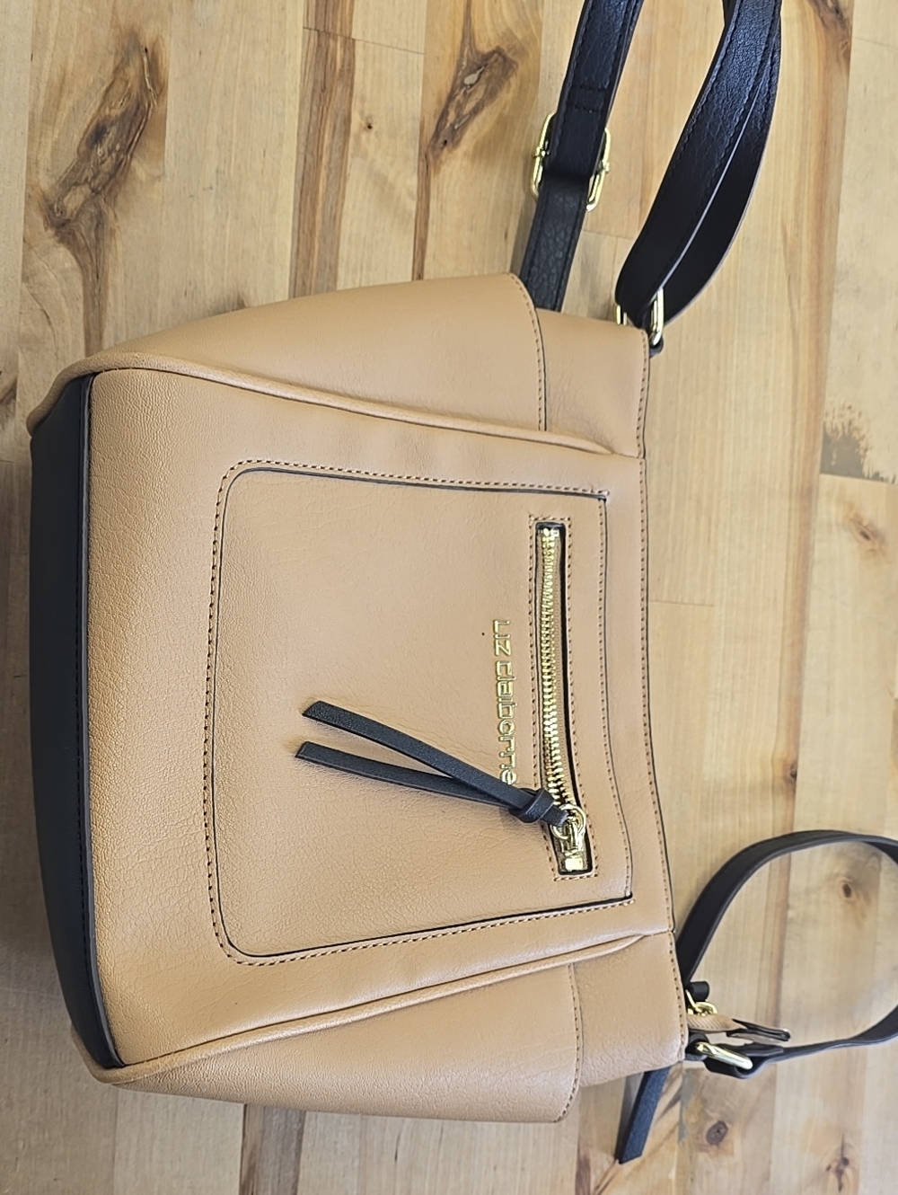 Liz Claiborne Tan Crossbody Bag with Black Trim